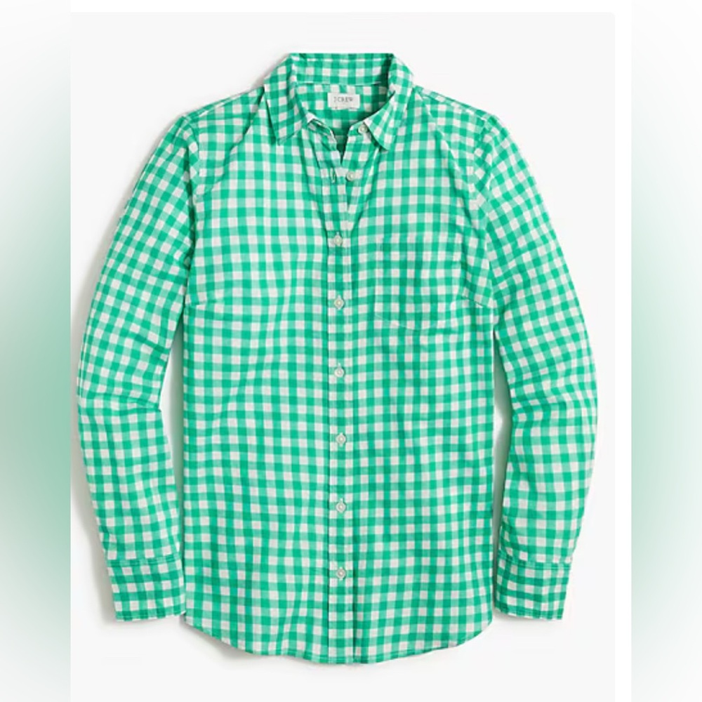 Green and White Gingham lightweight cotton shirt in signature fit